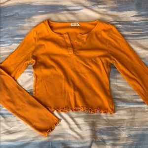 Orange button front long sleeve